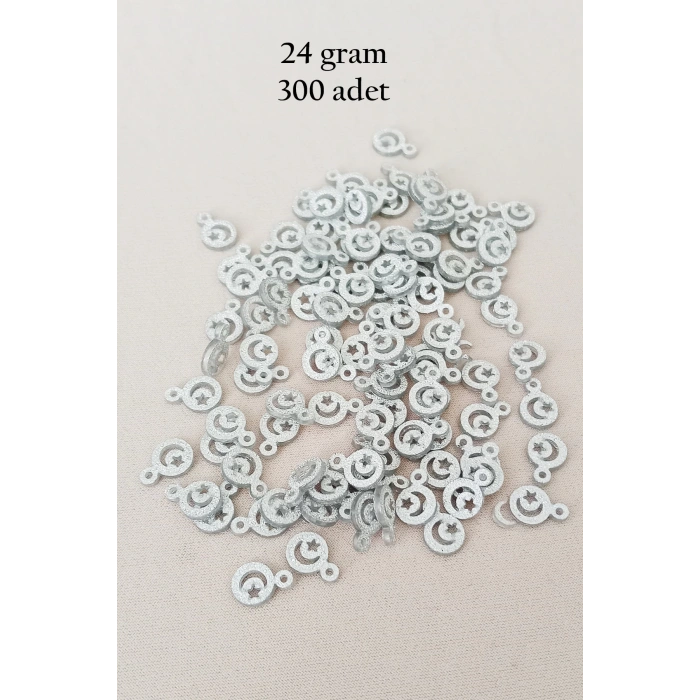 Oya Abiye Bileklik Kolye Pleksi Metalik Plastik Pul Gümüş Renk 24 Gram 300 Adet - Bnc576