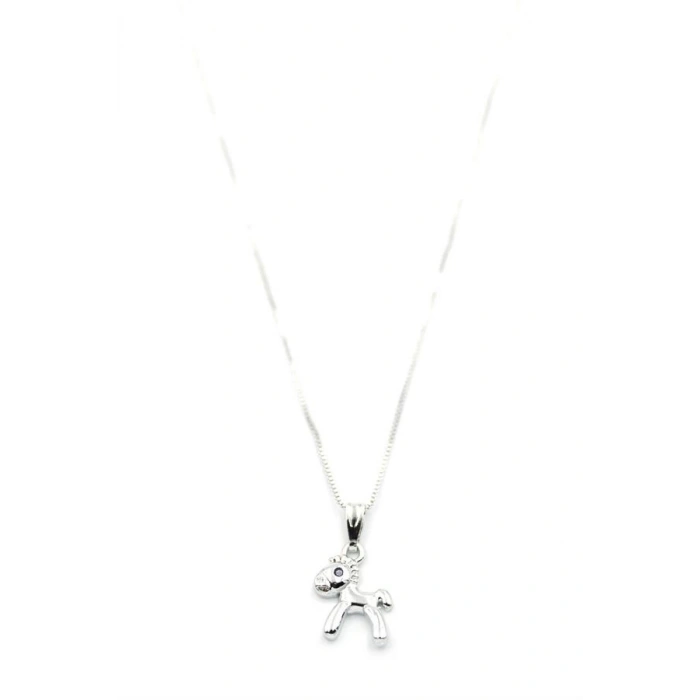 Peluş At Figürü Kolye - Gümüş