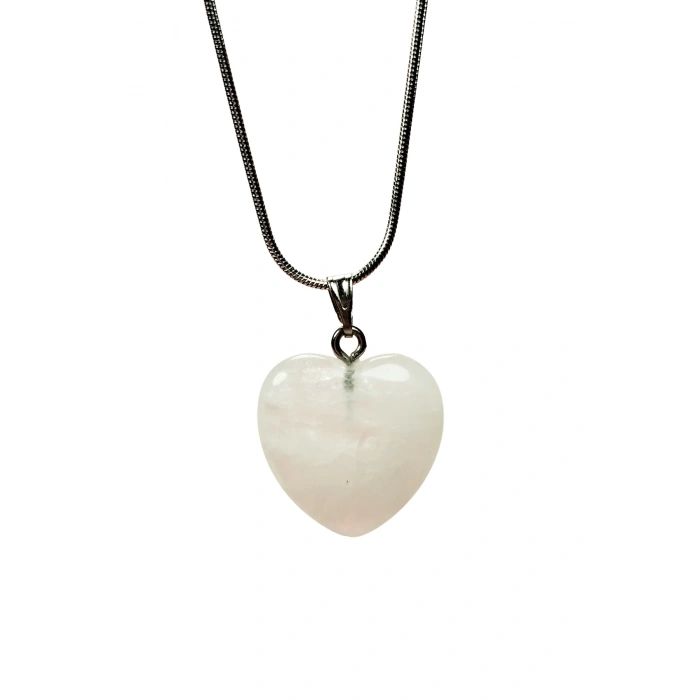 Pembe Kuvars Doğal Taşı Zincirli El Yapımı Kolye Uç: 2 Cm Zincir: 20 Cm Kutulu