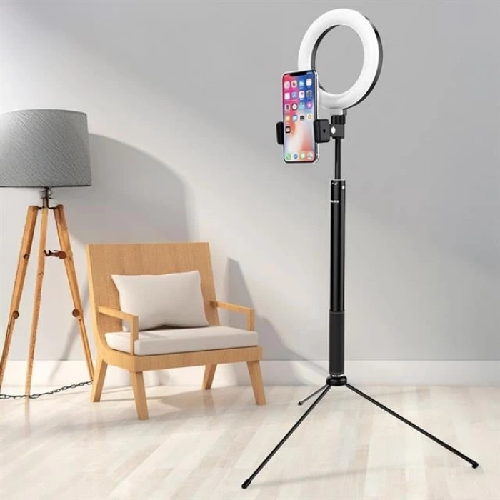 Philips 2in1 Tripod Standlı Youtube Tiktok Selfie Çekim Işıklı Telefon Tutucu - Makyaj Işığı DLK3621N/93