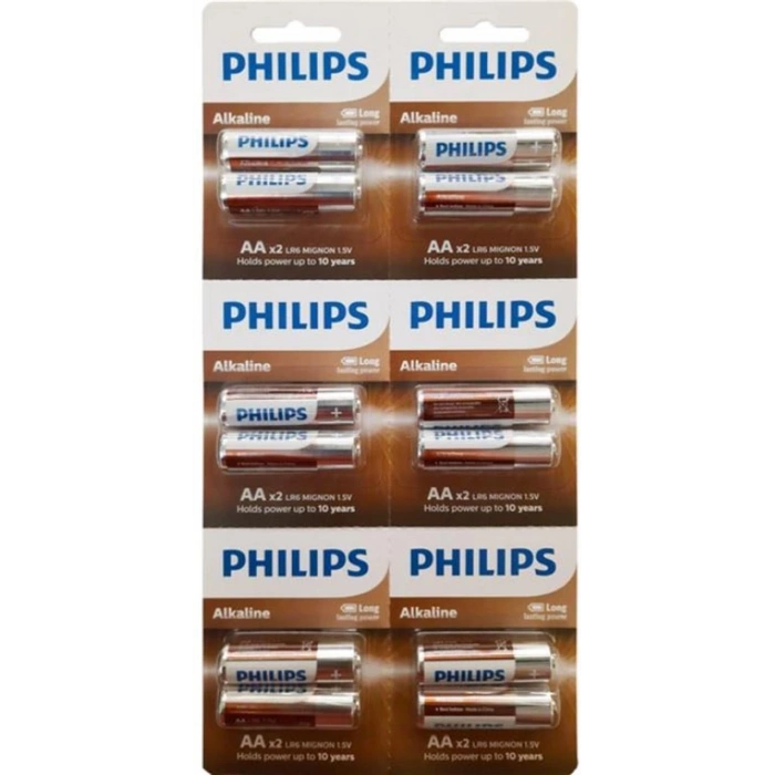 Philips AA Alkalin Kalem Pil 12li Kartela