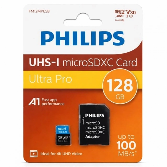 Philips FM12MP65B/00 128GB Class10 UHS-I U3 Adaptörlü Micro SDXC Kart
