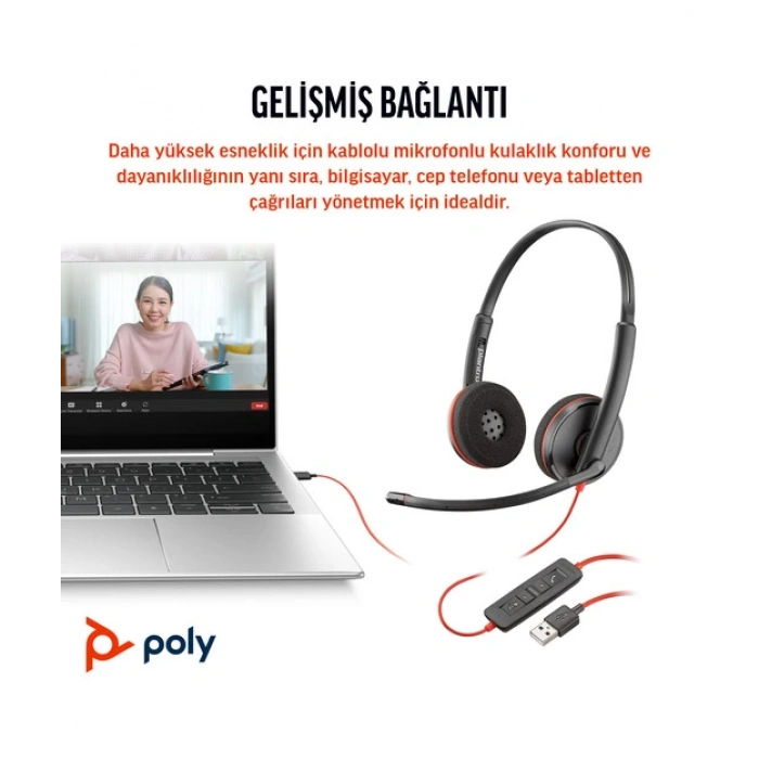 Poly BW 3220 Stereo USB-C HS +USB-C/A