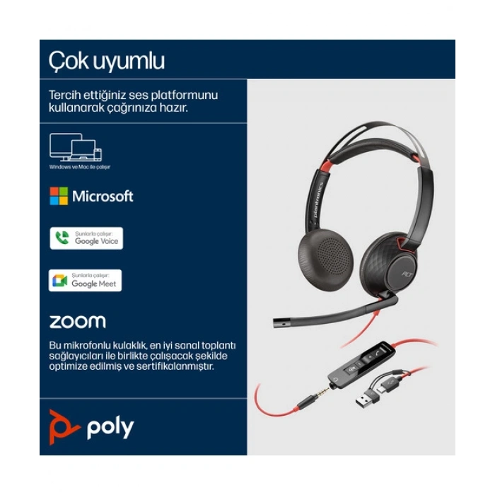 Poly BW 5220 USB-C HS +3.5mmP +USB-C/A