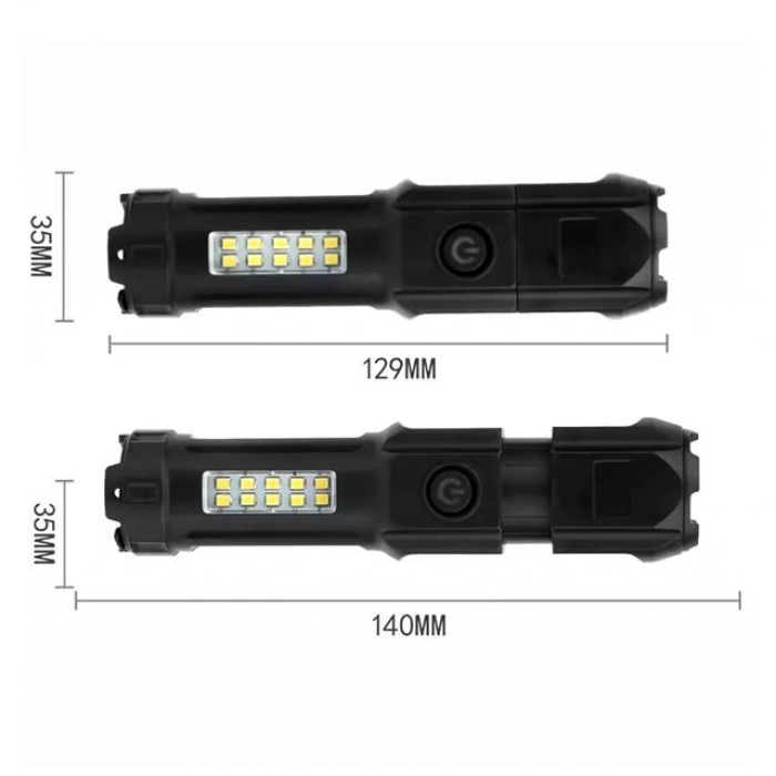 PowerMaster 109-B Zoomlu Flash Özellikli SMD ve Power LED’li Şarjlı Plastik Kasa El Feneri (Powerbank Özellikli)