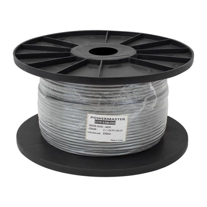 Powermaster 2+1 Gri 0.22 Mm CCTV Kamera Kablosu 250 Metre
