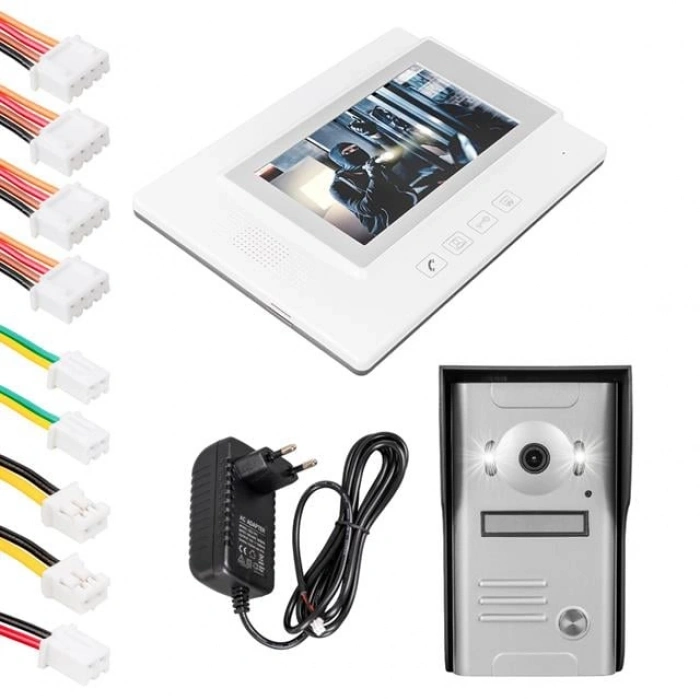 PowerMaster 37M 1 Daire 7 Görüntülü Diafon Kapı Zili Interkom Akıllı Ev Güvenliği Sistemi