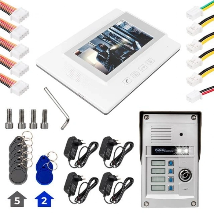 PowerMaster 37T4 2 Daire 7 NFC Destekli Görüntülü Diafon Kapı Zili Interkom Akıllı Ev Güvenliği Sistemi