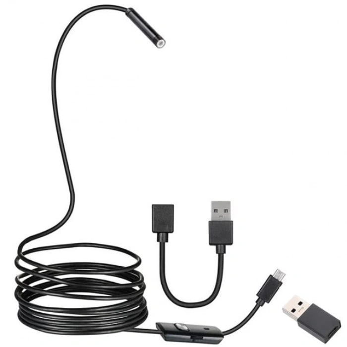 Powermaster 3in1 Micro Usb+Type C+Pc 8 Mm Işıklı 5 Metre Endeskop Yılan Kamera