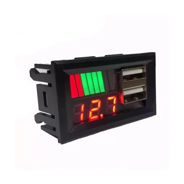 PowerMaster IC278C Dijital Voltmetre USB Çıkışlı Akü Göstergeli DC 12Volt Aküler İçin