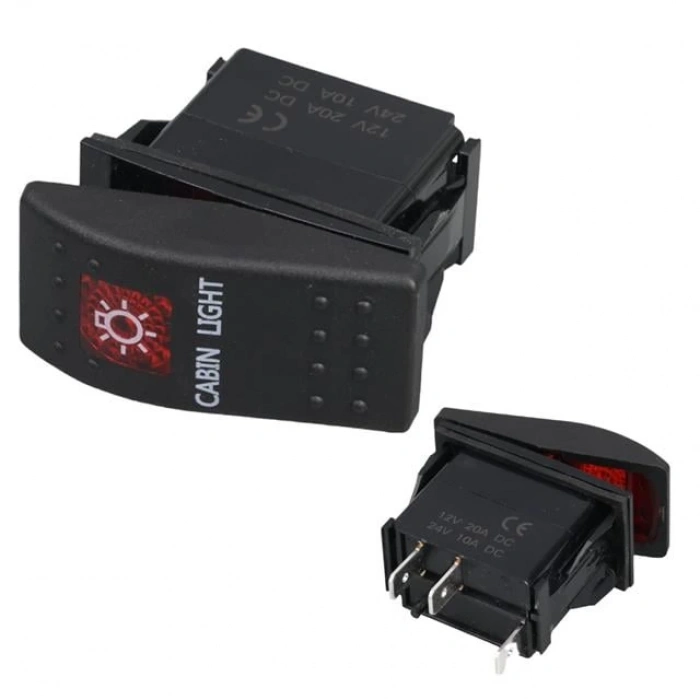 PowerMaster Kabin Sembollü Işıklı 3 Pinli On-Off 12-24V Marin Switch