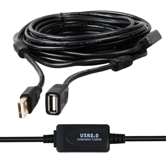 Powermaster PM-11955 Usb 2.0 Siyah Chipset 10 Metre Usb Uzatma Kablosu