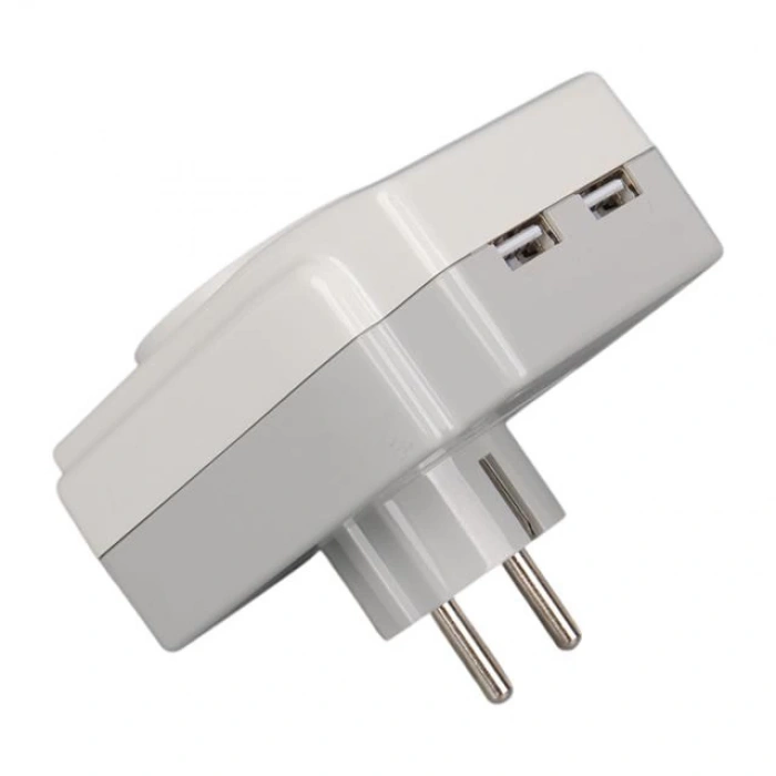 PowerMaster PM-18721 16 Amper - 3680 Watt Tekli Çocuk Korumalı 2 USBLI 1400 Joule Akım Korumalı Priz