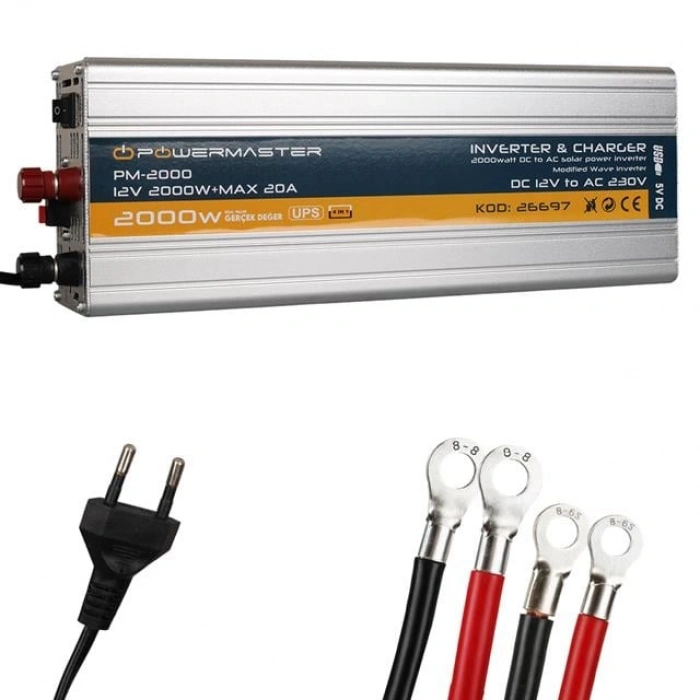 Powermaster PM-2000 12 Volt - 2000 Watt Şarjlı UPSli Inverter