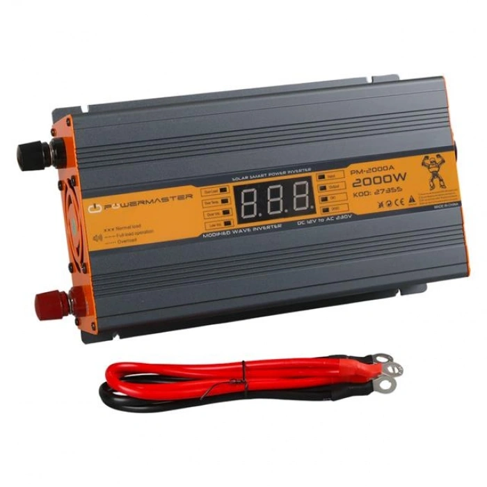 Powermaster PM-2000A 12 Volt 2000 Watt LED Ekranlı Power Inverter