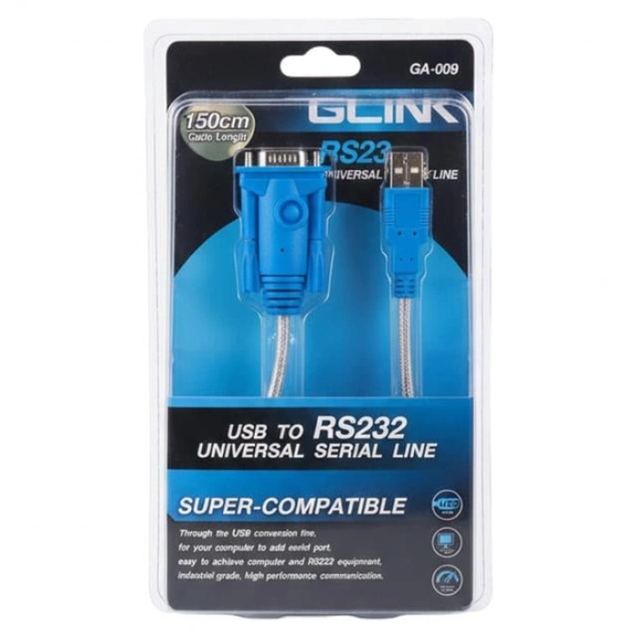 PowerMaster PM-21764 USB to RS232 1.5 Metre Üniversal Serial Line (Glink GA-009)