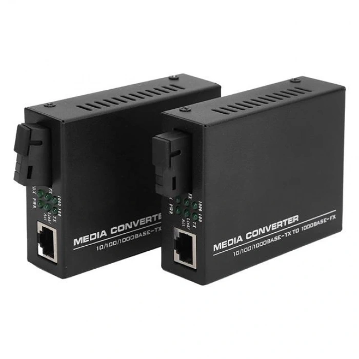 Powermaster PM-22107 1000 Mbps 3 Km Single Mode Fiber Optik Ethernet Medya Dönüştürücü