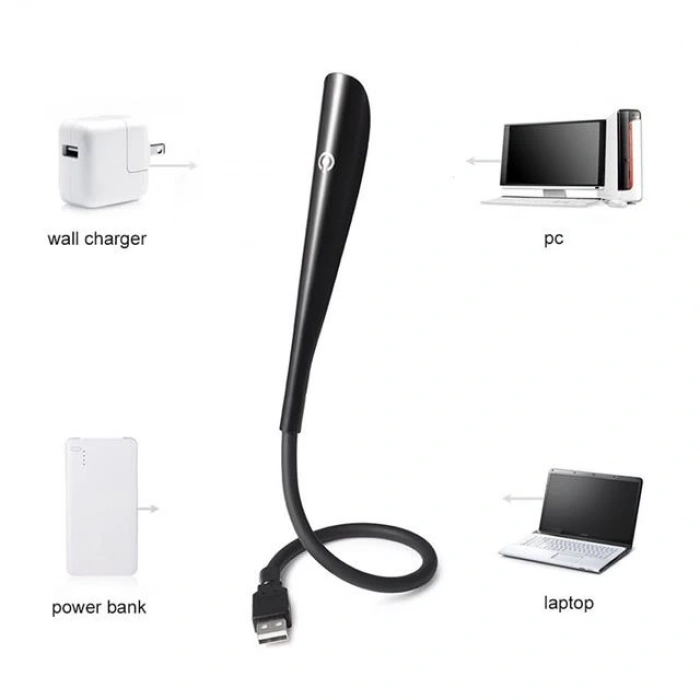 PowerMaster PM-24561 14 Ledli Siyah Esnek Usb Led Lamba