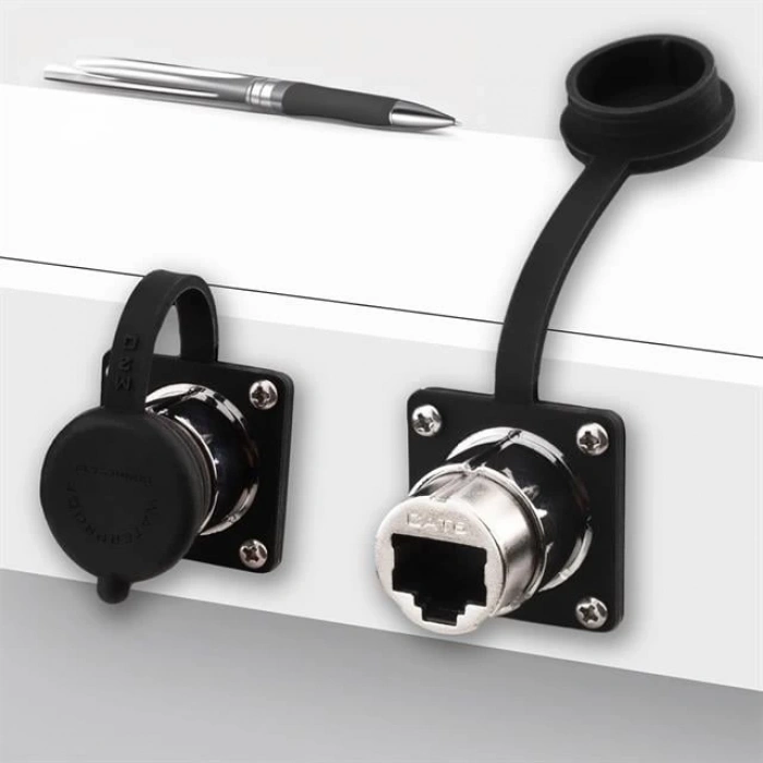 PowerMaster PM-24597 Dişi - Dişi IP68 Su Geçirmez Metal RJ45 Konnektör