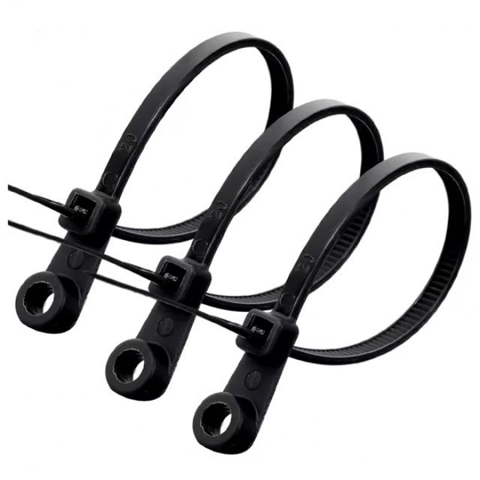 PowerMaster PM-26326 Vida Delikli Kablo Bağı Plastik Kelepçe 100lü Paket Siyah 2.5x100mm