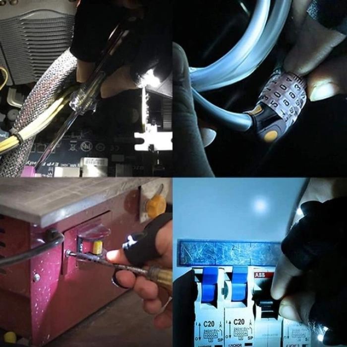 PowerMaster PM-29267 Tamir - Mekanik İş - Balıkçı Şarjlı Parmak Led Aydınlatma Çalışma Eldiveni (Tek EL)