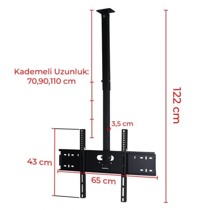 PowerMaster PM-32 Led/Lcd/Plazma 70-90-110 CM Dar Ağız 45 Derece Açılı Tavan TV Askı Aparatı