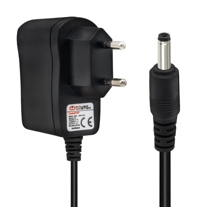 Powermaster PM-5737 5 Volt - 1 Amper 3.5*1.35 Mm Uçlu Plastik Kasa Priz Tipi Adaptör