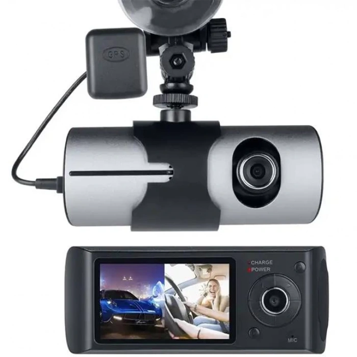 PowerMaster R300 GPS Destekli Çift Kameralı Araç İçi DashCam DVR Kamera Seti