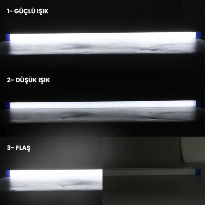 PowerMaster T570 70cm 100W Çubuk Portatif LED Işıldak Şarjlı Tüp Lamba 1800mAh