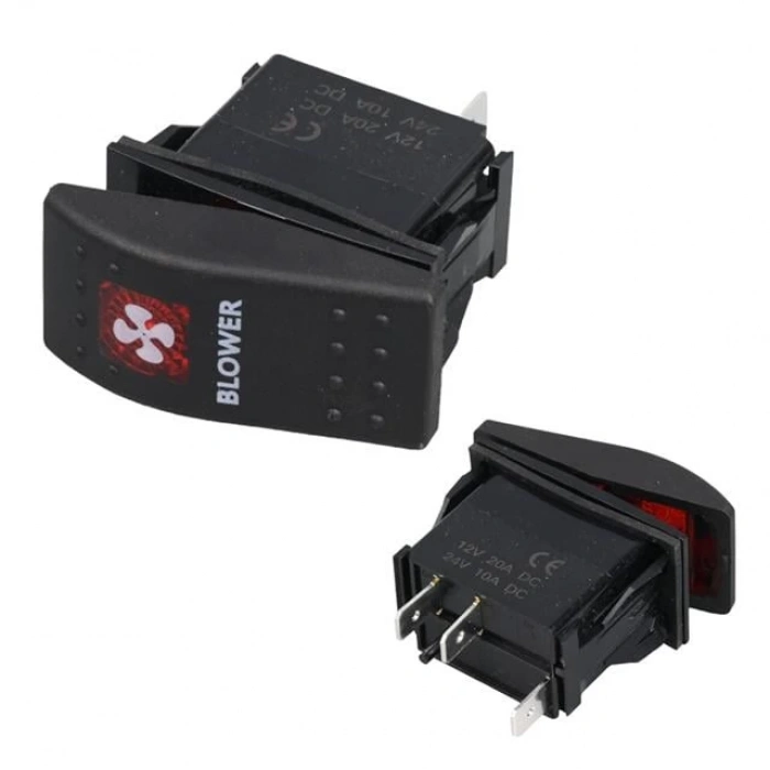 PowerMaster ﻿Havalandırma Sembollü Işıklı 3 Pinli On-Off 12-24V Marin Switch
