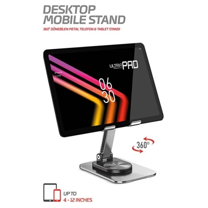 Powerway DMS33 Full Metal Gövde 360 Derece Dönebilen Masaüstü Telefon Standı