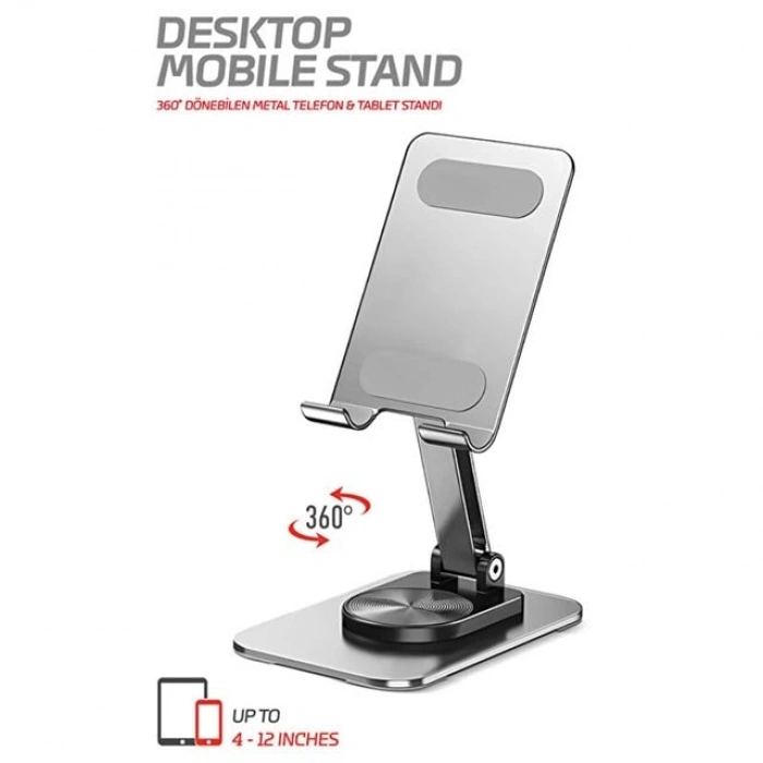 Powerway DMS33 Full Metal Gövde 360 Derece Dönebilen Masaüstü Telefon Standı