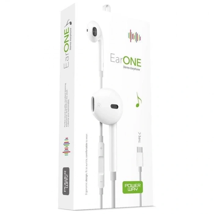 Powerway Earone Mikrofonlu Kablolu Kulaklık TYPE-C Çıkışlı Tüm Cihazlarla Uyumlu Stereo