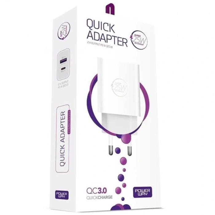 Powerway HW25 Usb 3.0 / Type-C 25W 3.0 A Hızlı Şarj Aleti Başlığı PD25W