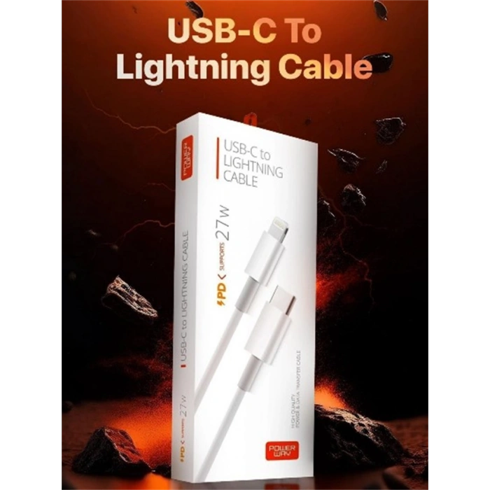 Powerway PD27 27W Type-C To Lightning Şarj Kablosu