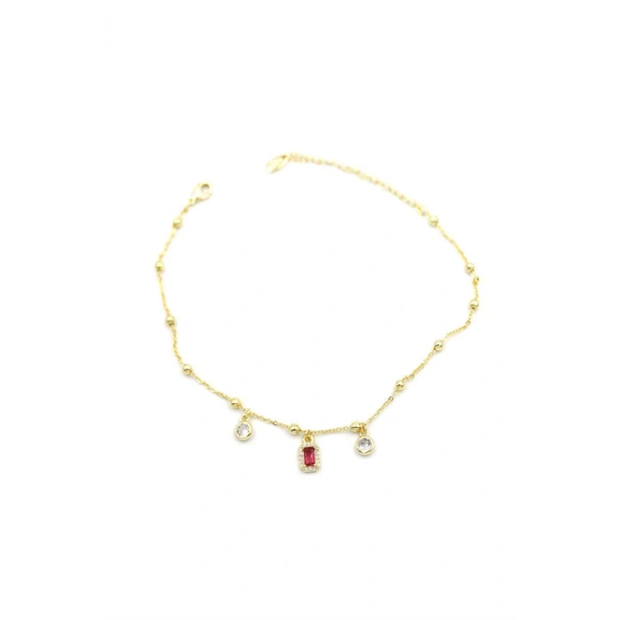 Renkli Taşlı Halhal - Kırmızı