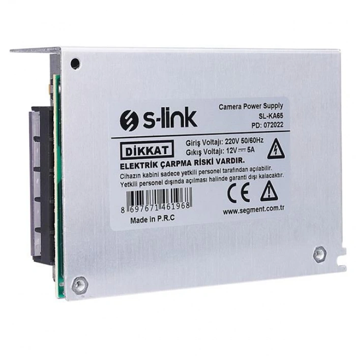 S-Link SL-KA65 12 Volt 5 Amper 65 Watt Metal Kasa Adapatör