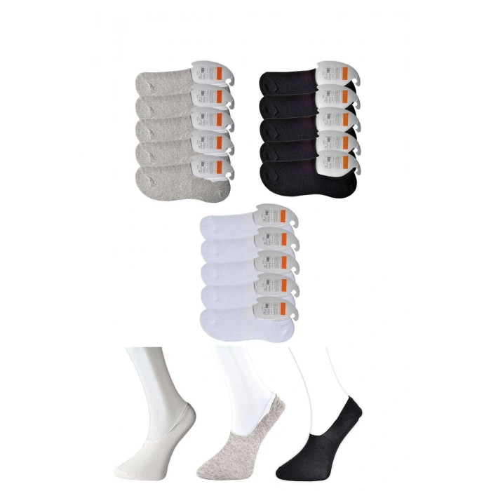 Siyah Gri Ve Beyaz Erkek Babet Çorap 15 Çift