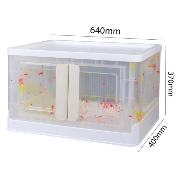 Sunup SN-25883 72L Katlanabilir Plastik Saklama Kutusu Renkli Kapaklı Tekerlekli 40x64x37cm