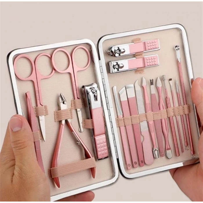 Sunup SN-27097 Paslanmaz Çelik 18in1 Profesyonel Manikür Tırnak Bakım Seti