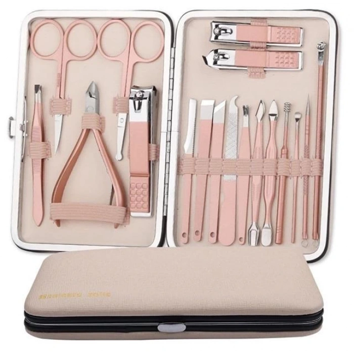 Sunup SN-27097 Paslanmaz Çelik 18in1 Profesyonel Manikür Tırnak Bakım Seti