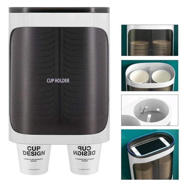 Sunup SN-27108 Kendinden Yapışkanlı Çiftli Plastik - Karton Bardak Dispenseri