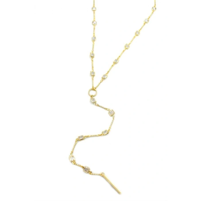 Taşlı Y Kolye - Altın