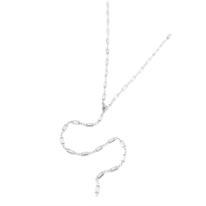 Taşlı Y Kolye - Gümüş