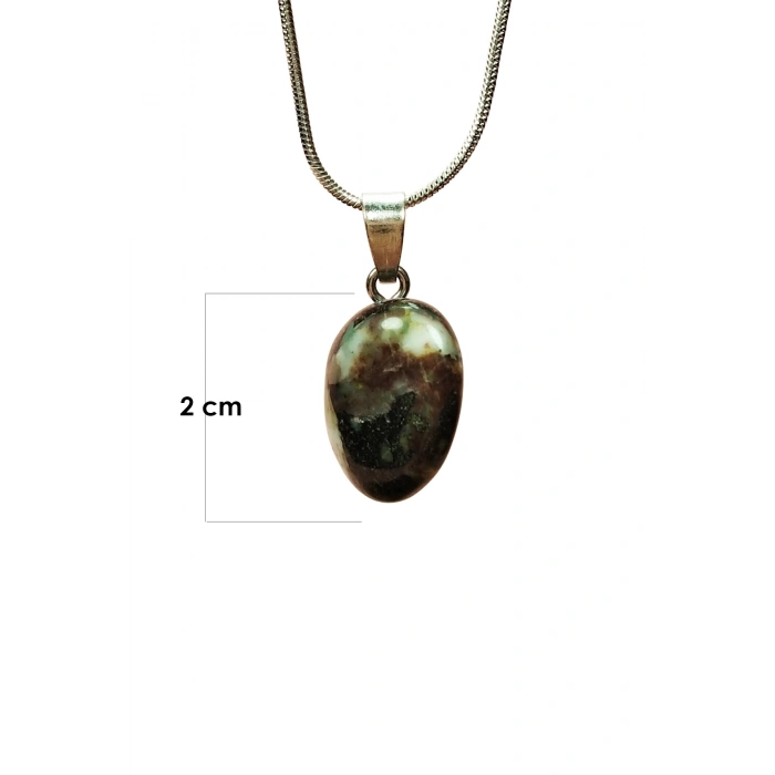 Turmalin Doğal Taşı Zincirli El Yapımı Kolye Uç: 2 Cm Zincir: 20 Cm Kutulu