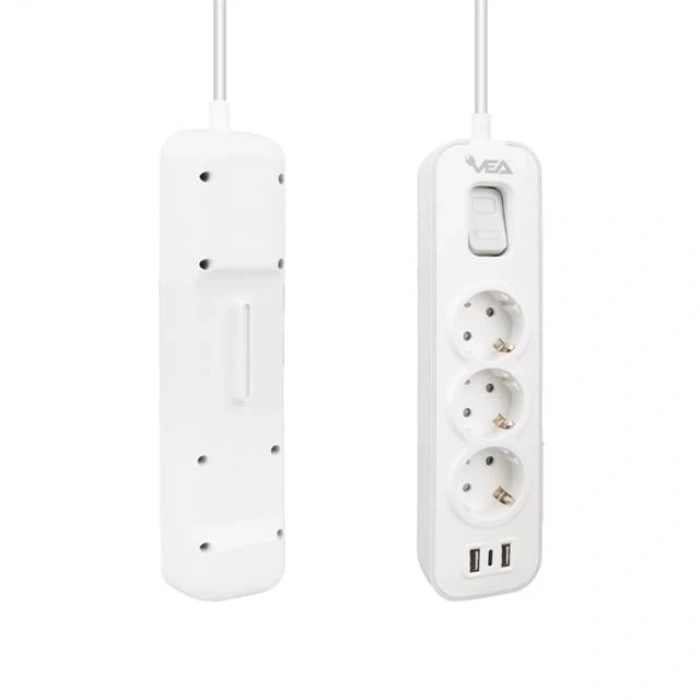Vea VE-NOVA103U A Class 3lü 2 Usbli Anahtarlı 1.5 Metre Akım Korumalı Priz