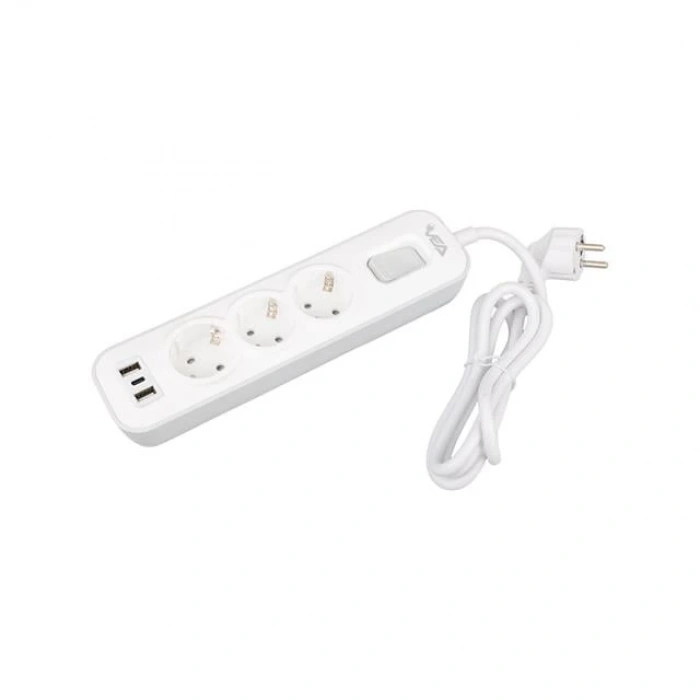 Vea VE-NOVA103U A Class 3lü 2 Usbli Anahtarlı 1.5 Metre Akım Korumalı Priz