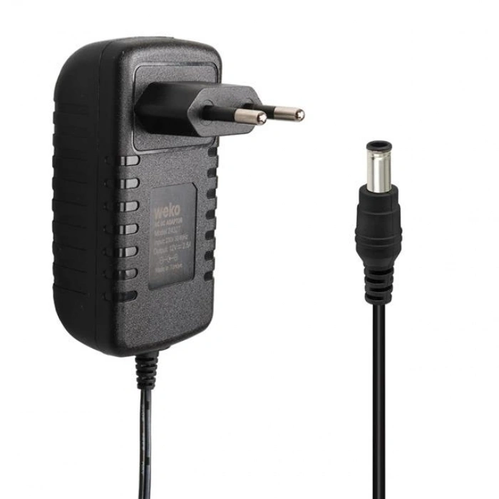 Weko 12 Volt - 2.5 Amper 5.5*2.5 Uçlu Yerli Üretim Plastik Kasa Priz Tipi Adaptör