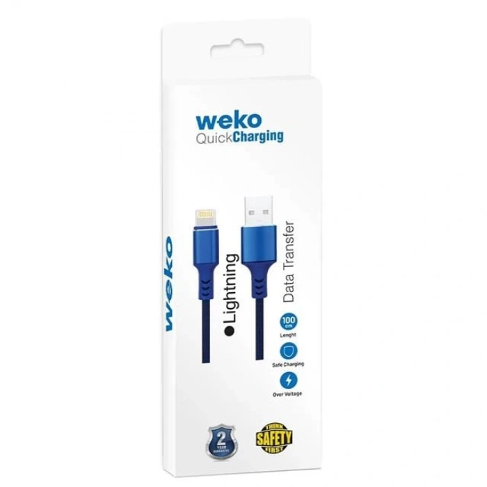 Weko WK-22025 USB To Lightning Örgülü Siyah Telefon Şarj Kablosu