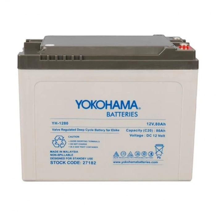 Yokohama YH-12.80 12 Volt - 80 Amper Elektrikli Bisiklet Aküsü (175 * 120 * 226 Mm)